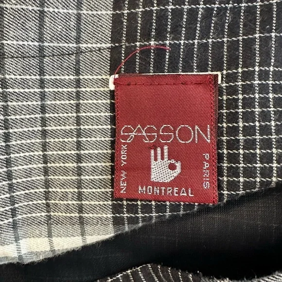 Sasson VTG dress  black and white plaid pattern SZ L EUC - Picture 6 of 6